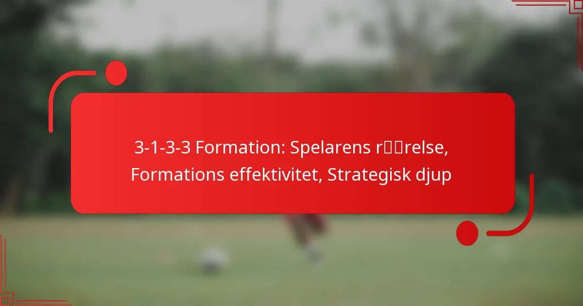 3-1-3-3 Formation: Spelarens rörelse, Formations effektivitet, Strategisk djup